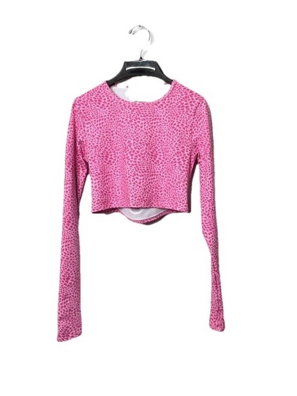 Flo Pink Long-Sleeve Athletic Cropped Top